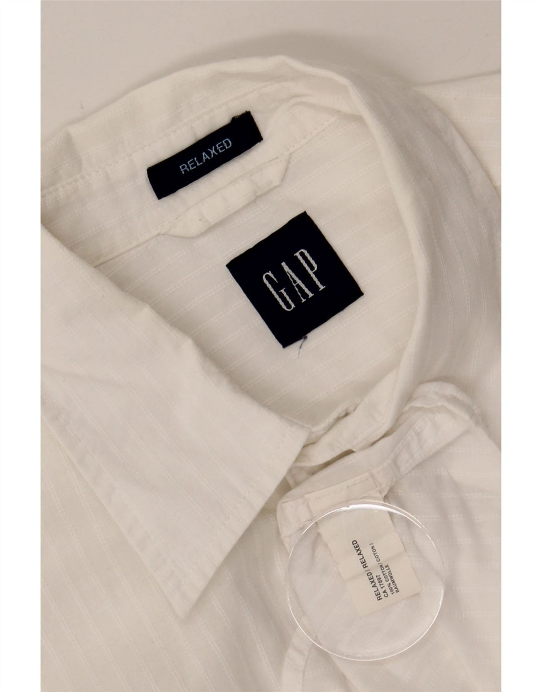 GAP Mens Relaxed Fit Shirt Medium White Pinstripe Cotton Vintage Gap and Second-Hand Gap from Messina Hembry 