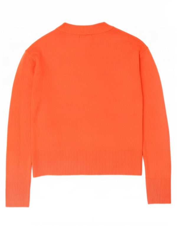 Marks & Spencer Womens V-Neck Jumper Sweater UK 12 Medium Orange Acrylic