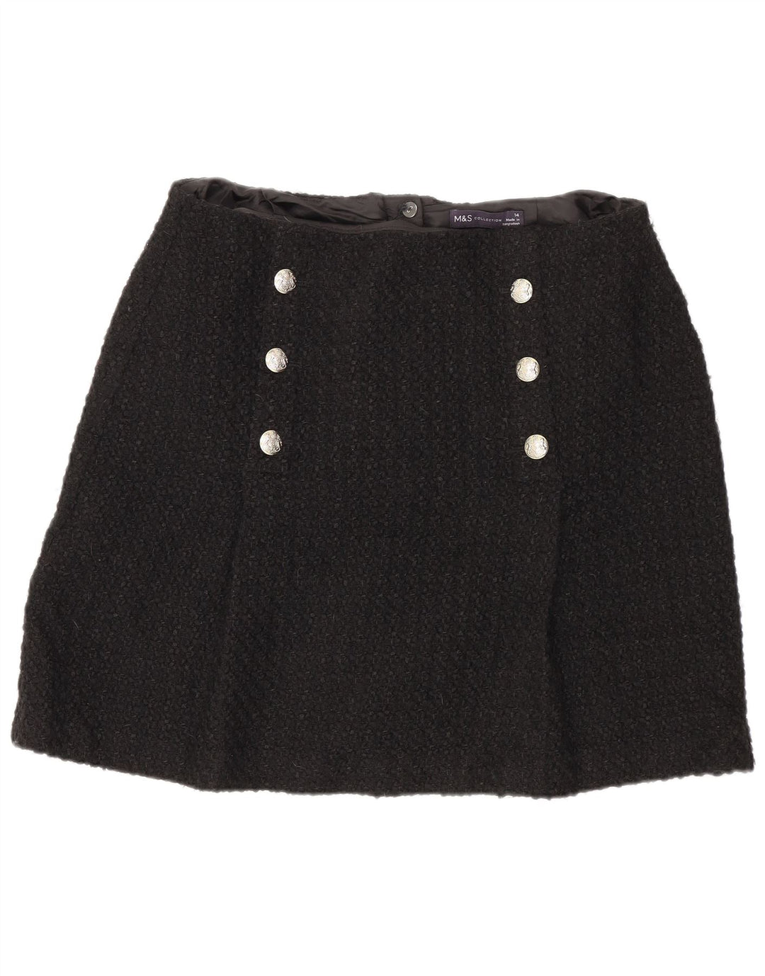 Marks & Spencer Mininederdel til kvinder UK 14 Medium W32 Sort Akryl