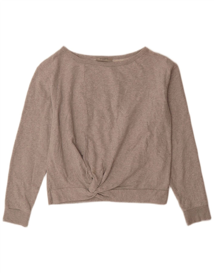 All Saints Dame Oversized Sweatshirt Jumper UK 10 Lille Grå Bomuld