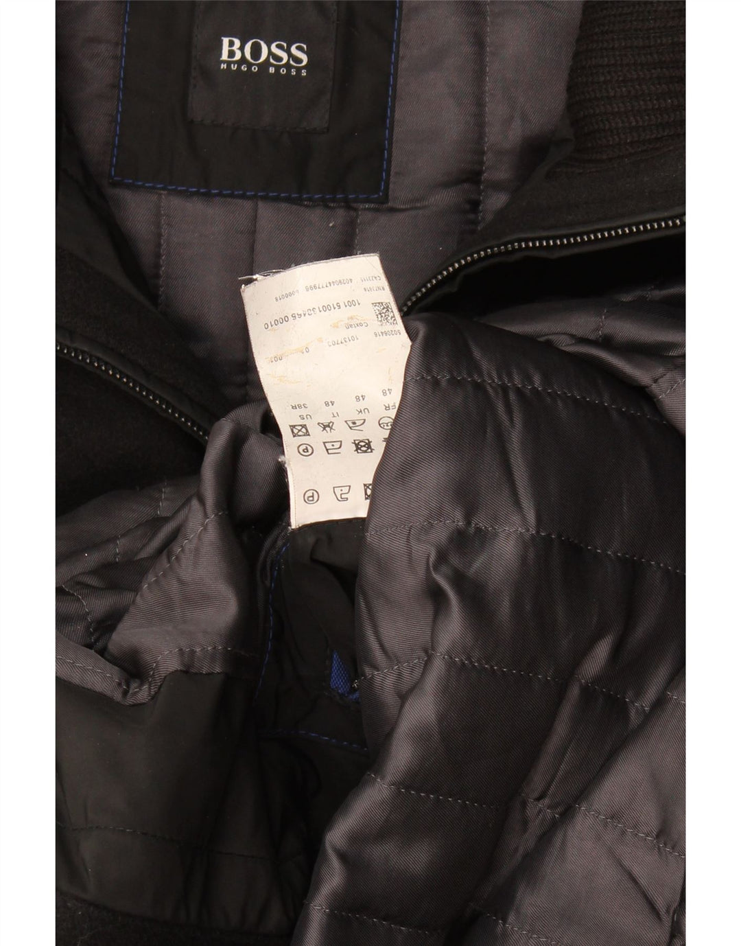 Hugo Boss Herre Overfrakke EU 48 Medium Sort Uld