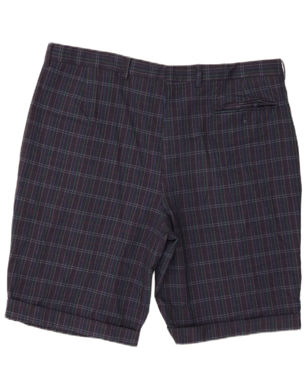 Vintage Chino-shorts til mænd W38 XL marineblå ternet jomfruuld