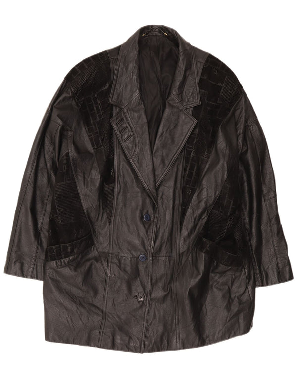 Canda Herre Oversized Læderfrakke UK 18 XL Sort