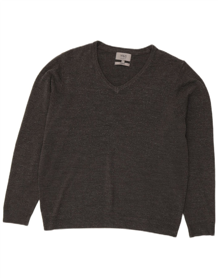 Marks & Spencer Herre V-hals sweater Stor Grå Akryl