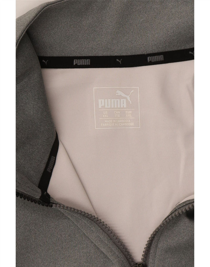 PUMA Mens Zip Neck Pullover Tracksuit Top 2XL Grey Polyester Vintage Puma and Second-Hand Puma from Messina Hembry 