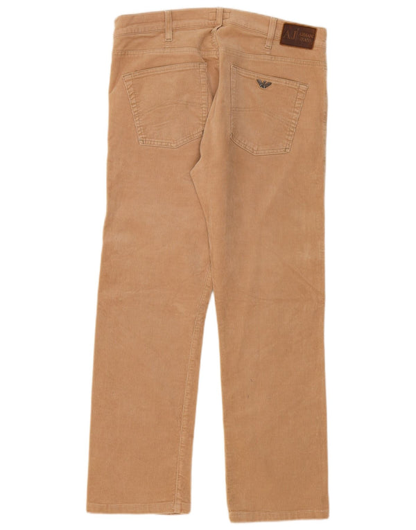 Armani Jeans Herre lige fløjlsbukser W36 L28 Beige bomuld