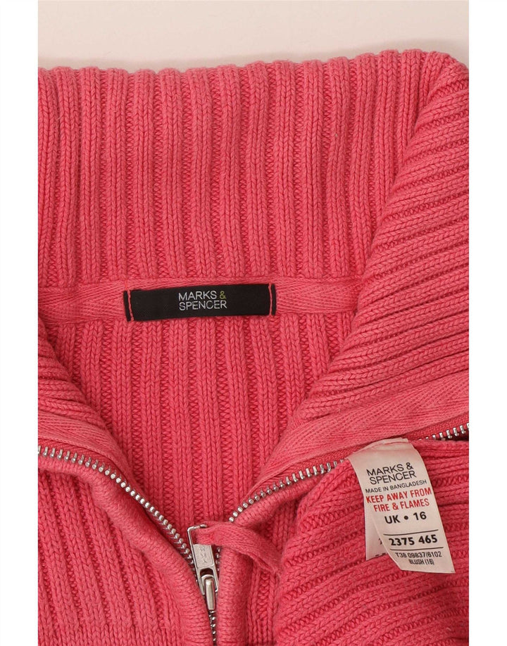 Marks & Spencer Dame Cardigan Sweater UK 16 Large Pink Bomuld