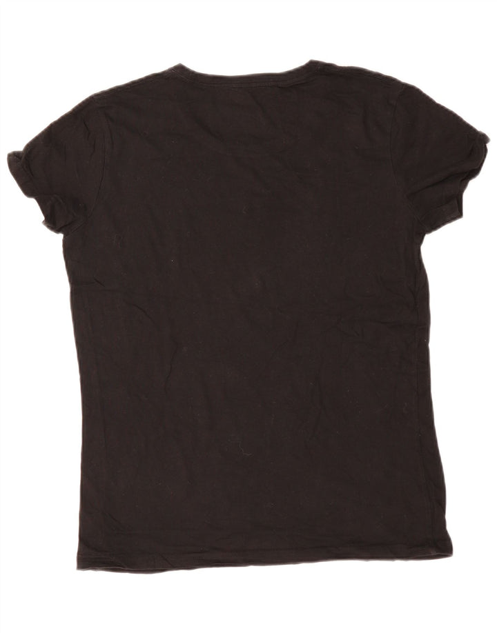 CONVERSE Grafisk T-shirt top til kvinder UK 14 Medium Sort Bomuld