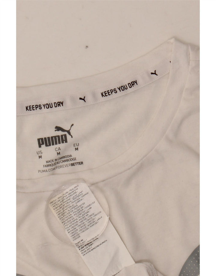 PUMA Grafisk T-Shirt Top UK 14 Medium White Polyester
