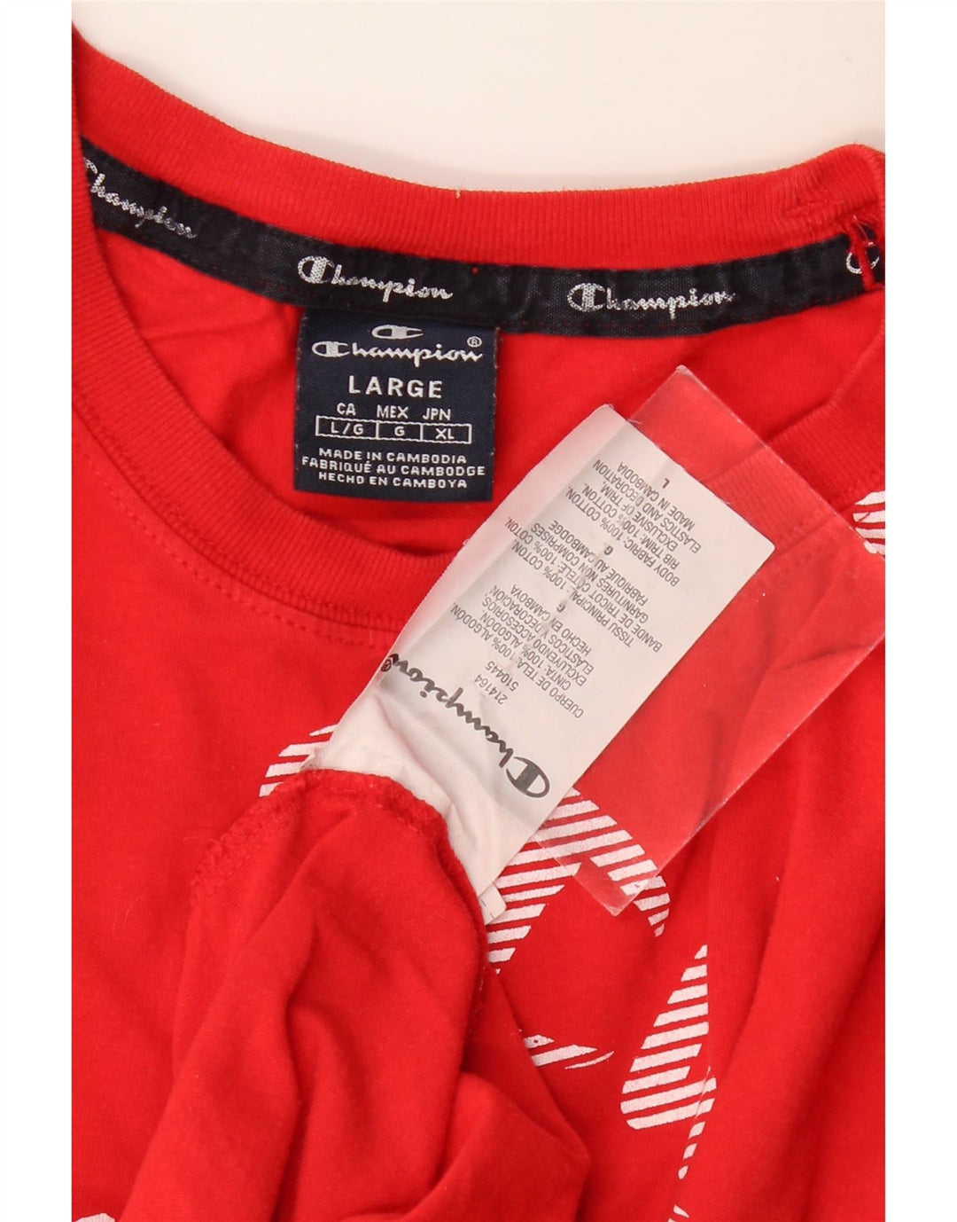 CHAMPION Herre Grafisk T-Shirt Top Stor Rød Bomuld