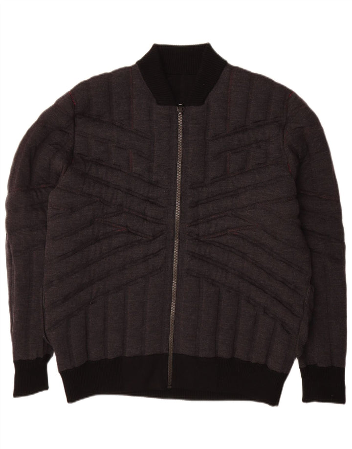 Vintage herre cardigan sweater Medium Navy Blue Colourblock