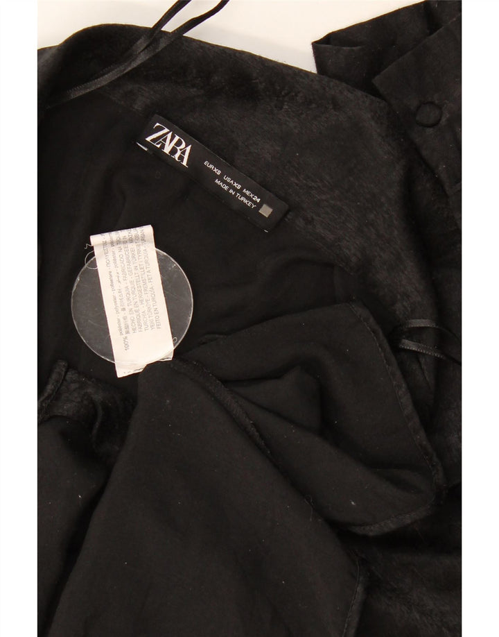 Zara Womens Crop Oversized skjortebluse UK 6 XS Sort Polyester