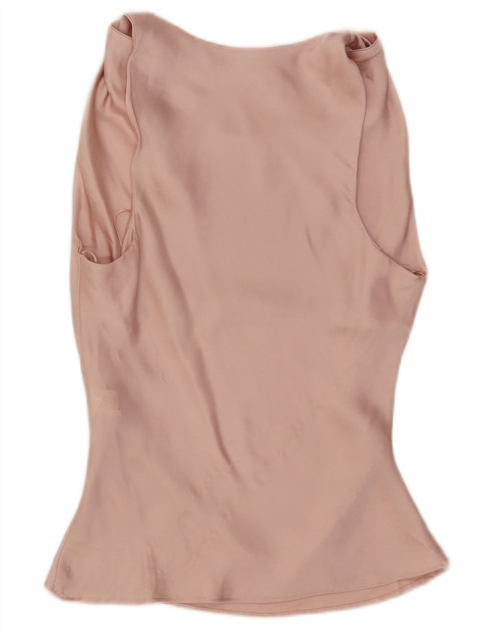 Zara Dame ærmeløs bluse Top UK 6 XS Pink Polyester