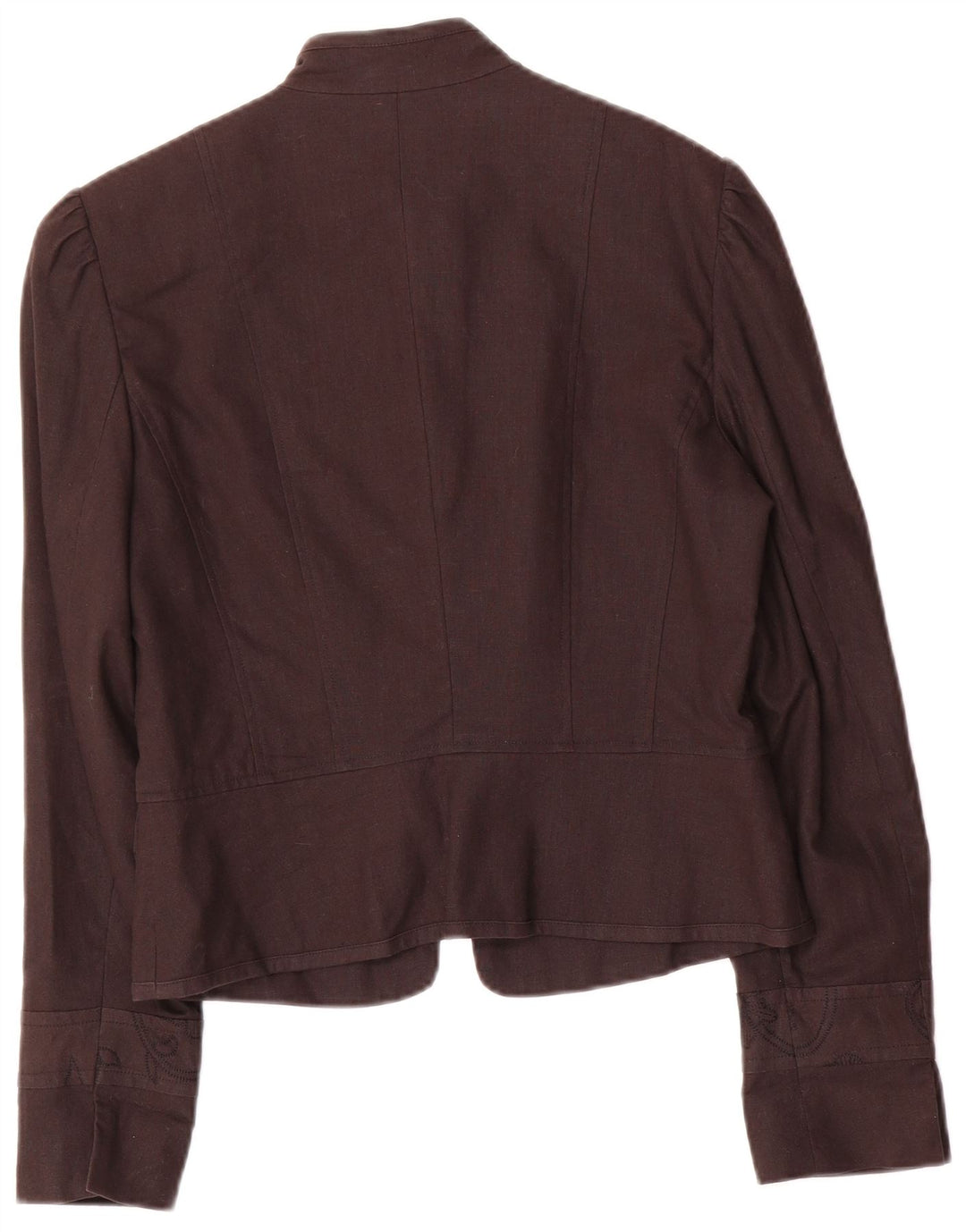 Vintage Dame 5 Button Blazer Jacket UK 10 Small Brown Floral Linen