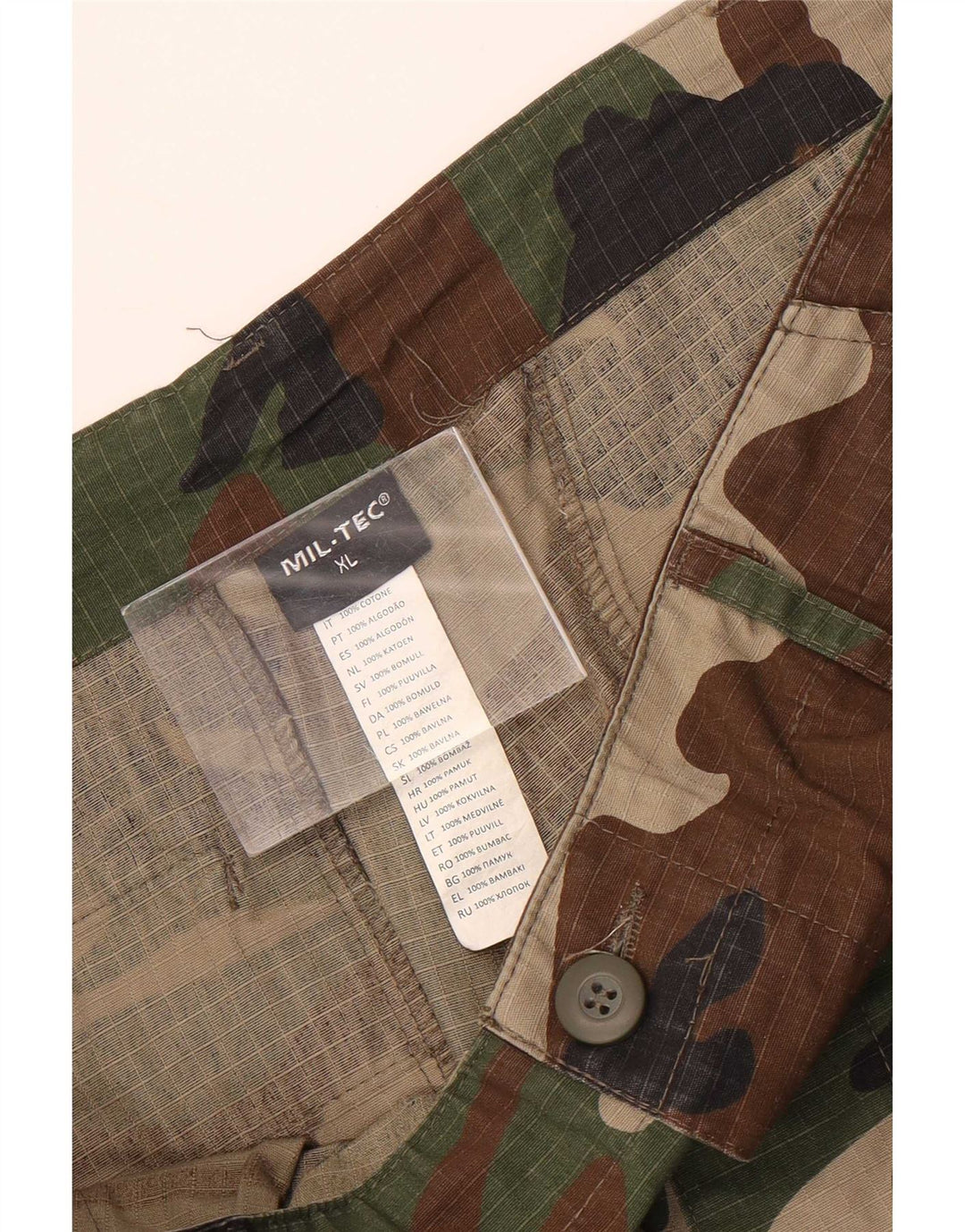 Mil-Tec Herre Cargo Shorts XL W40 Khaki Camouflage Bomuld