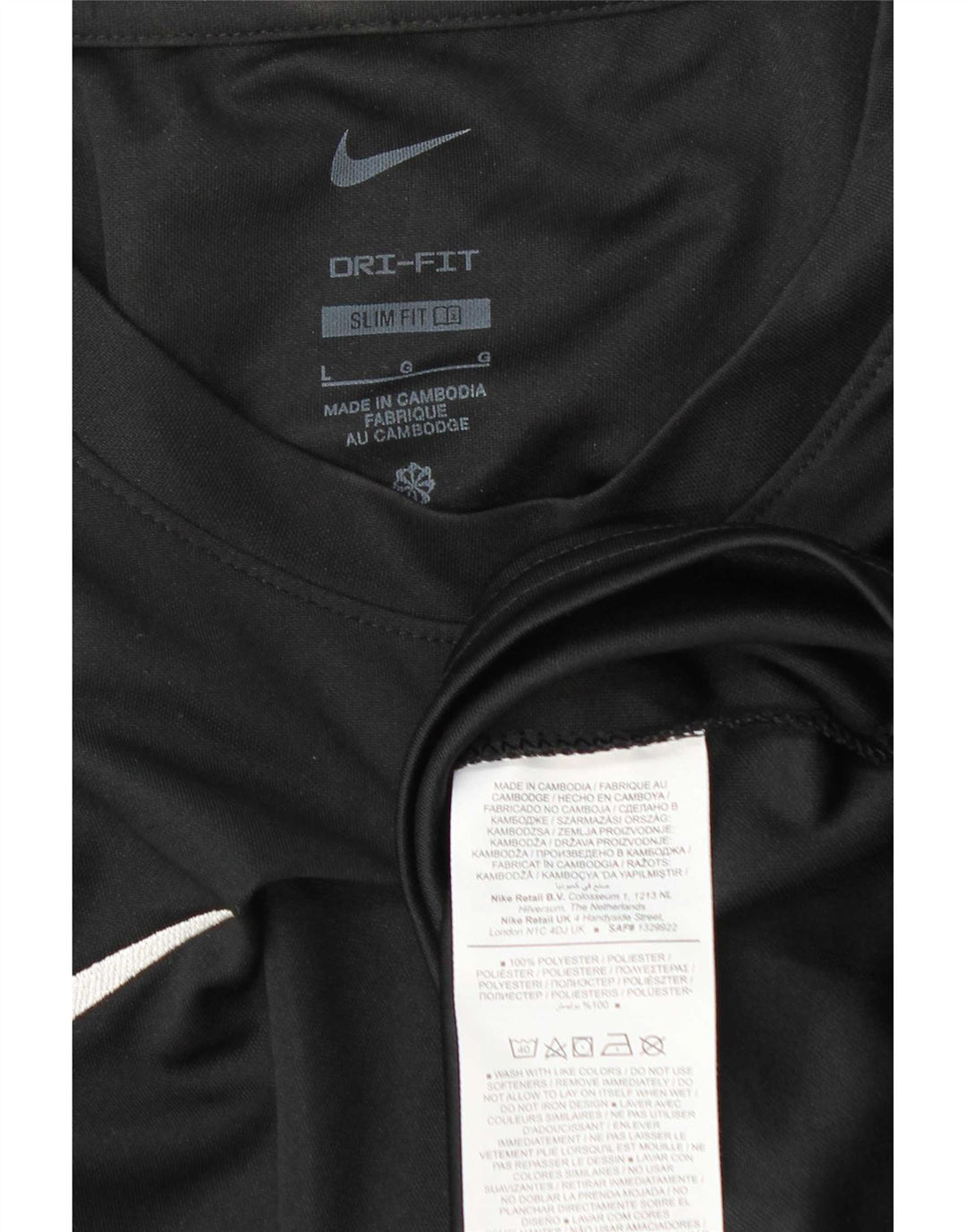 Nike Herre Dri Fit Slim Fit T-shirt Top Stor sort polyester