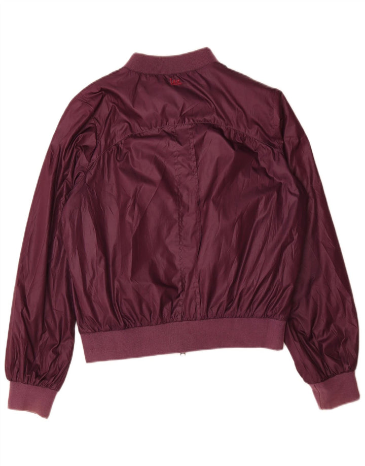 Lee Kvinder grafisk bomberjakke UK 14 Medium Burgundy Polyester