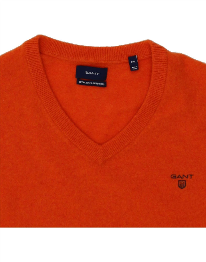 GANT Womens V-Neck Jumper Sweater UK 20 2XL Red Lambswool Vintage Gant and Second-Hand Gant from Messina Hembry 