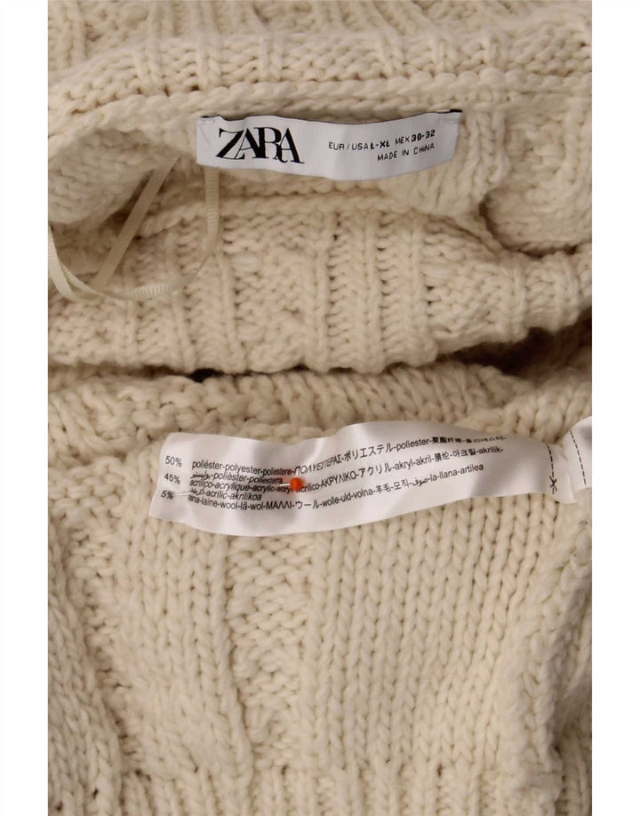 Zara Dame Oversized Turtle Neck Jumper Sweater UK 16 Large Beige