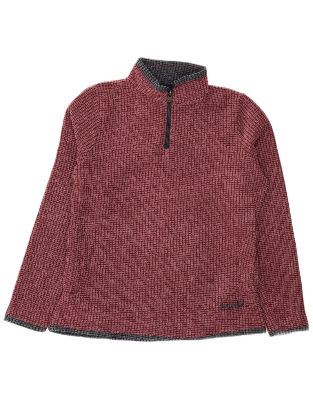 Weird Fish Womens Zip Neck Fleece Jumper UK 14 Large Burgundy Polyester