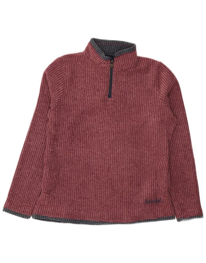 Weird Fish Womens Zip Neck Fleece Jumper UK 14 Large Burgundy Polyester