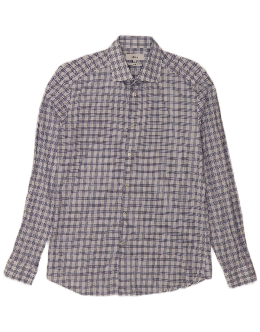 Reiss Slim Fit skjorte til mænd, medium blå ternet bomuld