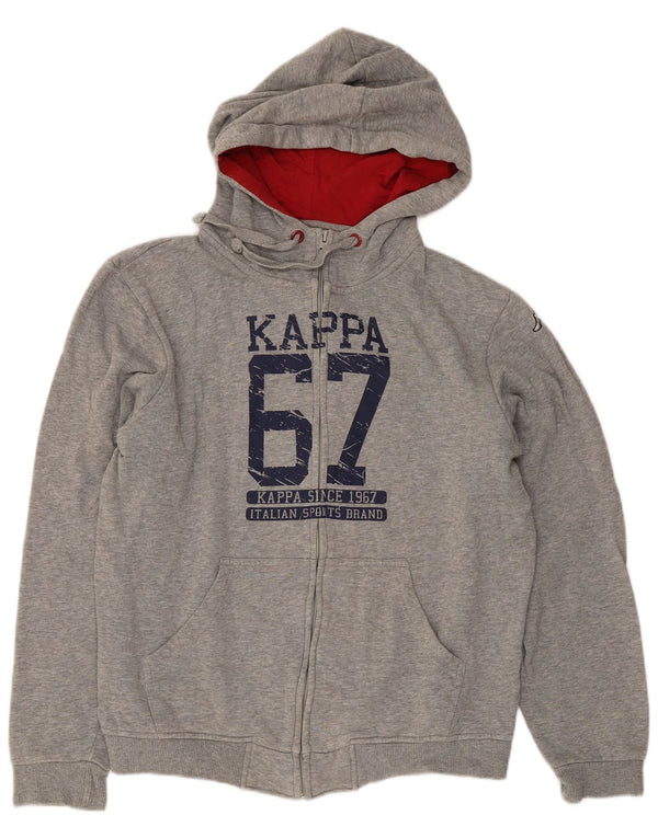 Kappa Dame Grafisk Hættetrøje Sweater UK 14 Medium Grey Bomuld