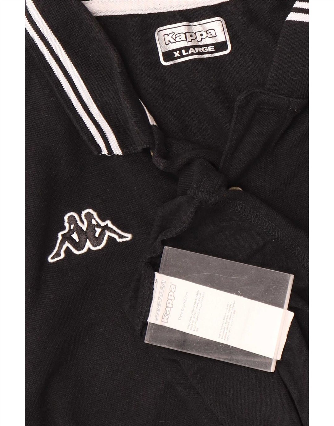 Kappa herre poloshirt XL sort stribet bomuld