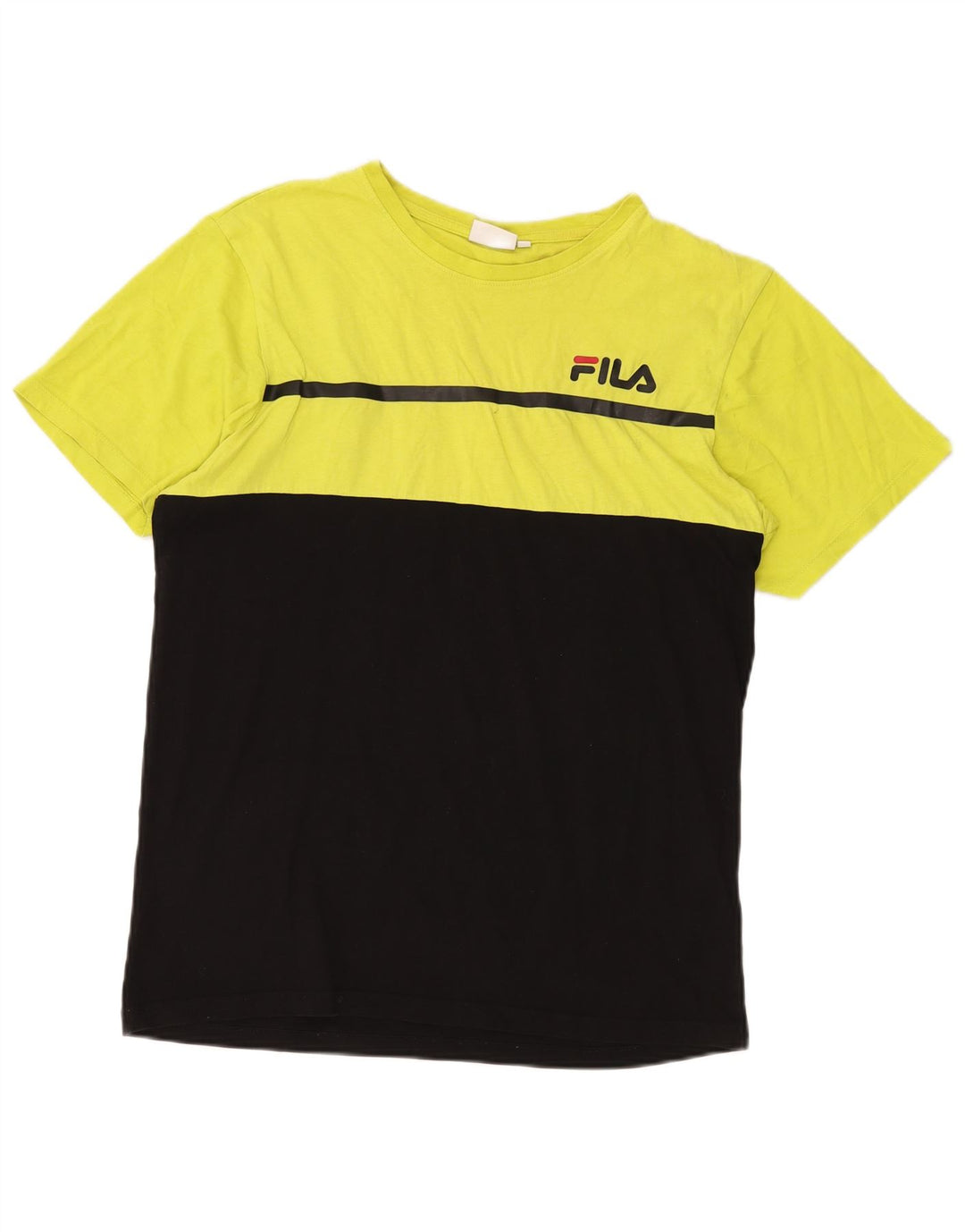 FILA Herre grafisk T-shirt Top XL Sort Colourblock Bomuld