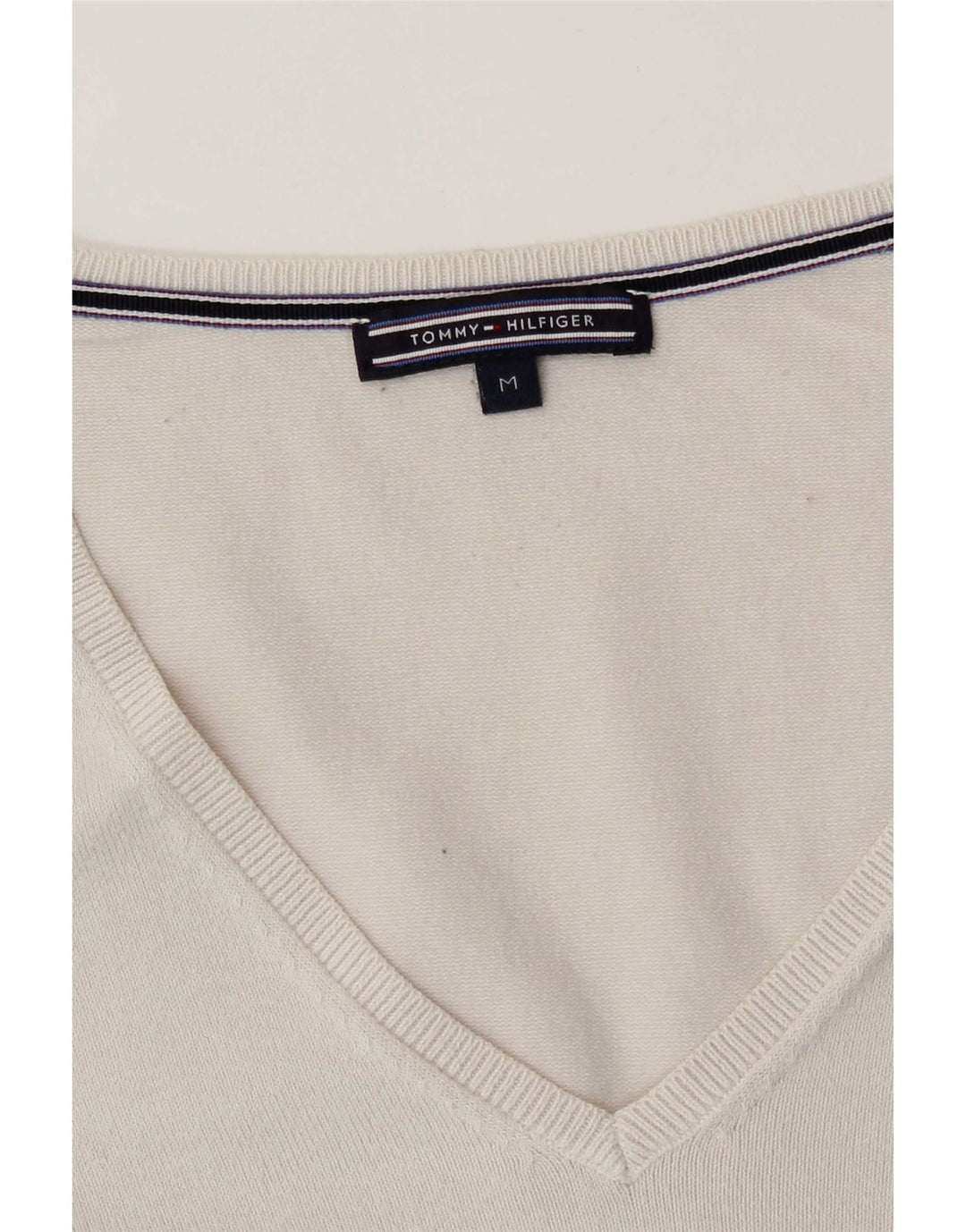 Tommy Hilfiger Dame V-hals sweater UK 14 Medium White