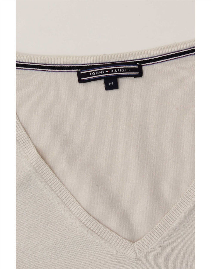Tommy Hilfiger Dame V-hals sweater UK 14 Medium White