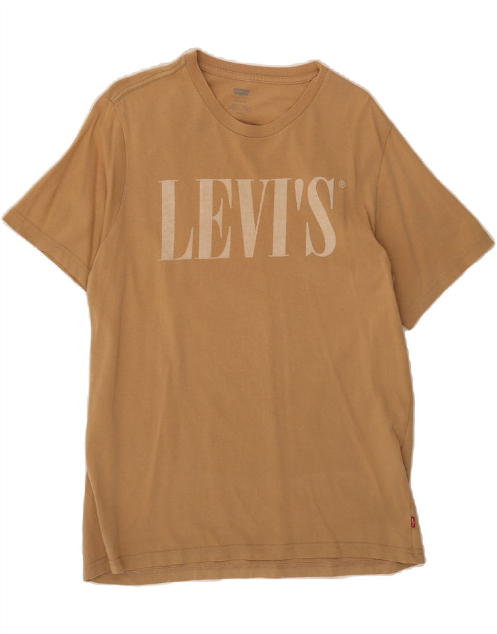 LEVI'S Mens Relaxed Fit Graphic T-Shirt Top Small Brown Cotton Vintage Levi's and Second-Hand Levi's from Messina Hembry 