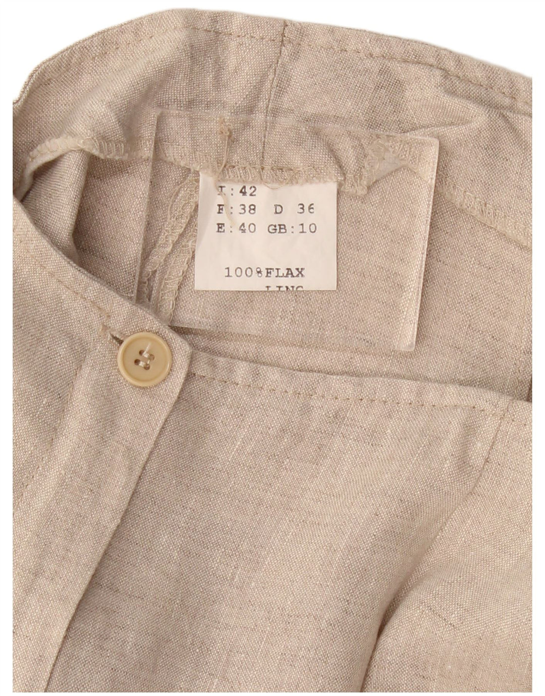 VINTAGE Lige Capri-bukser til kvinder UK 10 Small W30 L21 Beige Linned