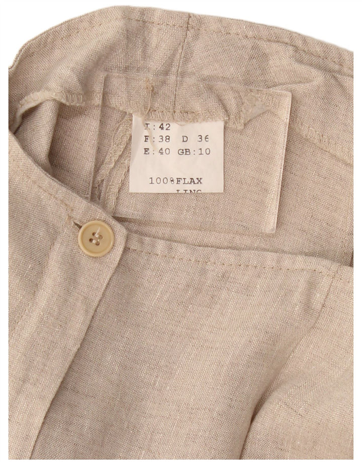 VINTAGE Lige Capri-bukser til kvinder UK 10 Small W30 L21 Beige Linned