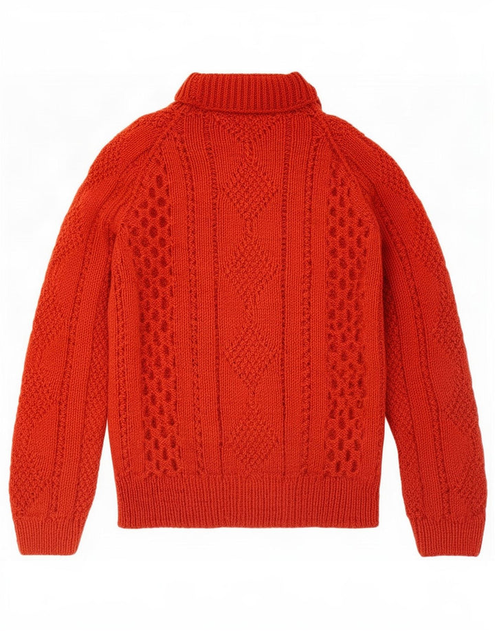 Vintage Dame Rullehals Sweater UK 12 Medium Orange
