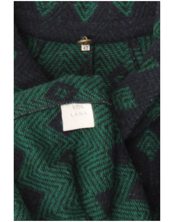 Vintage Dame Loose Fit Overfrakke IT 42 Medium Navy Blue Argyle/Diamond