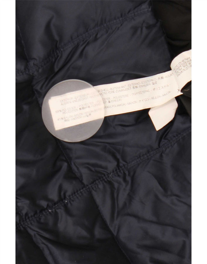 Zara Dame Hætte Polstret Frakke UK 10 Small Navy Blue Polyester