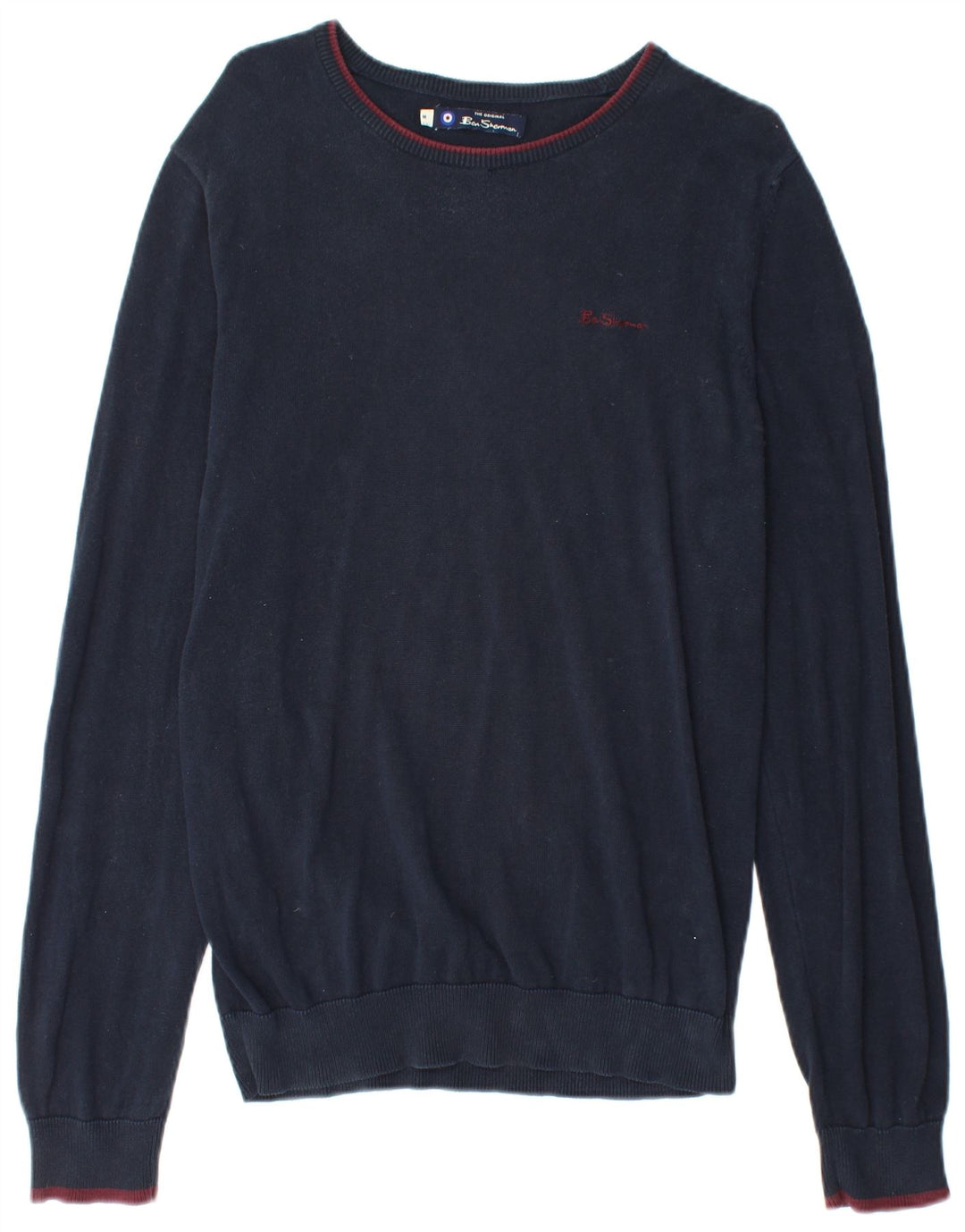 BEN SHERMAN Mens Boat Neck Jumper Sweater Medium Navy Blue Cotton