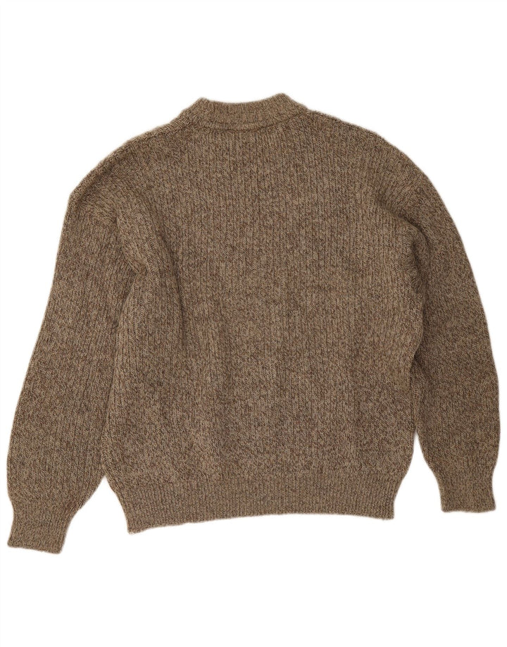Cacharel Herre Crew Neck Jumper Sweater Large Beige Fair Isle