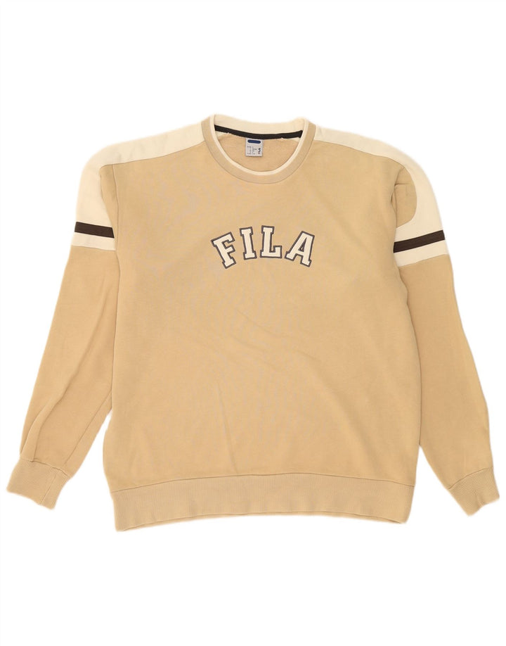 Fila Herre grafisk sweatshirt Jumper Stor Beige Colourblock Bomuld