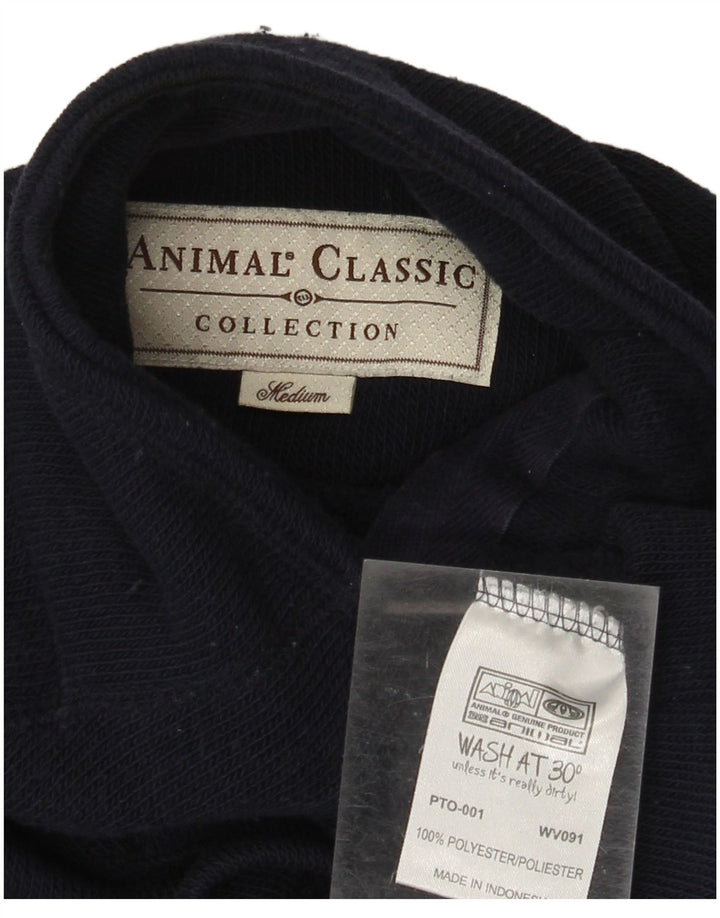 Animal Herre Button Neck Jumper Sweater Medium Navy Blue Polyester