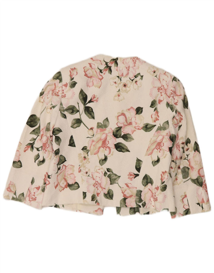 Phase Eight Dame Crop 3/4-ærmet blazerjakke UK 12 Medium White Floral