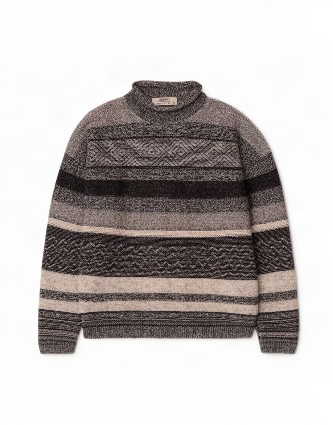 St. Bernard Herre rullehals sweater mellem grå stribet akryl