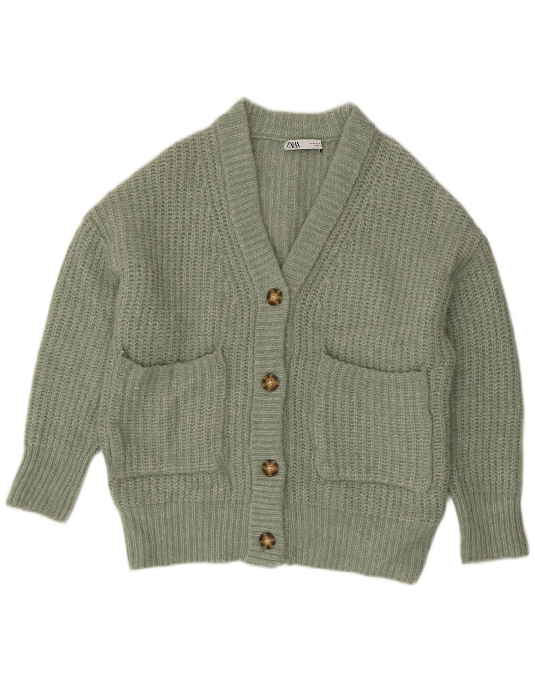 Zara Dame Oversized Cardigan Sweater UK 14 Medium Green