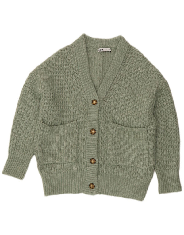 Zara Dame Oversized Cardigan Sweater UK 14 Medium Green