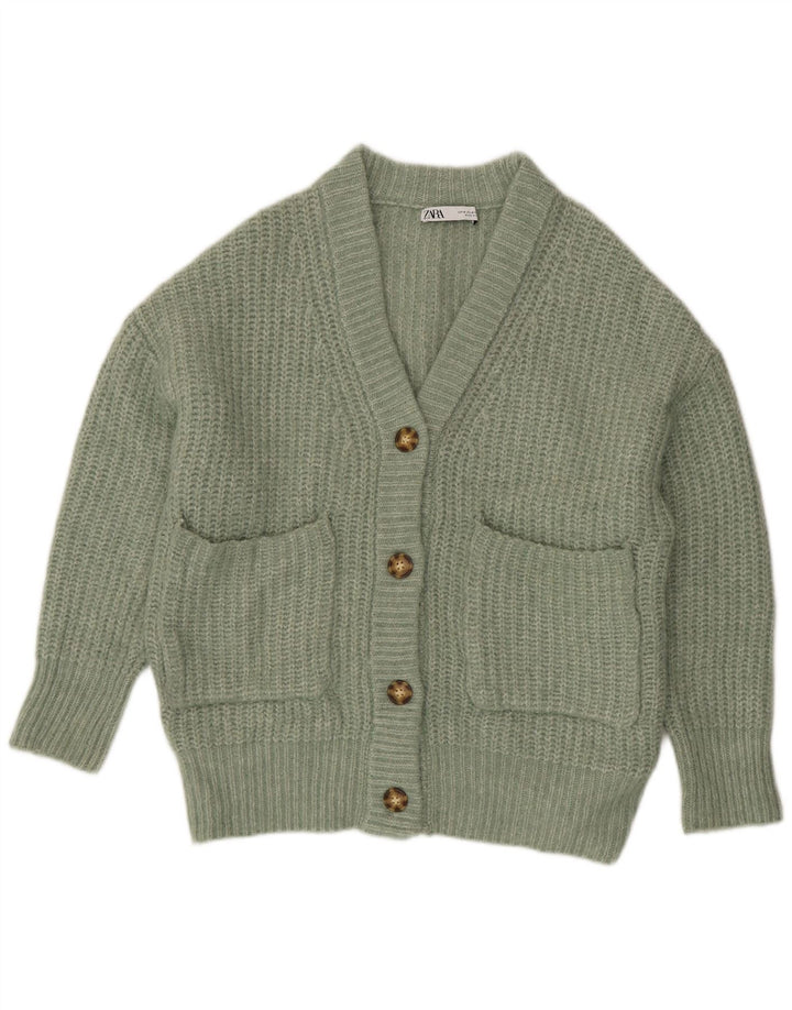 Zara Dame Oversized Cardigan Sweater UK 14 Medium Green