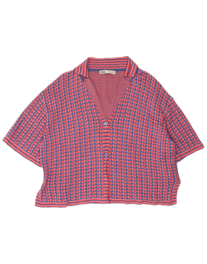 Zara kortærmet cardigantrøje til kvinder UK 14 Medium Flerfarvet