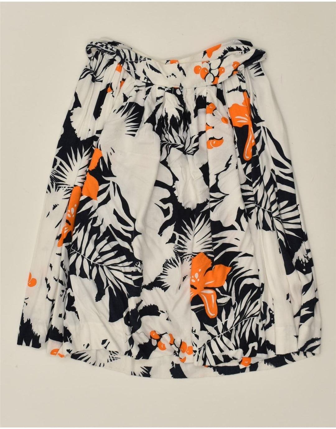 VINTAGE Womens A-Line Skirt W26 Small White Floral Viscose | Vintage Vintage | Thrift | Second-Hand Vintage | Used Clothing | Messina Hembry 