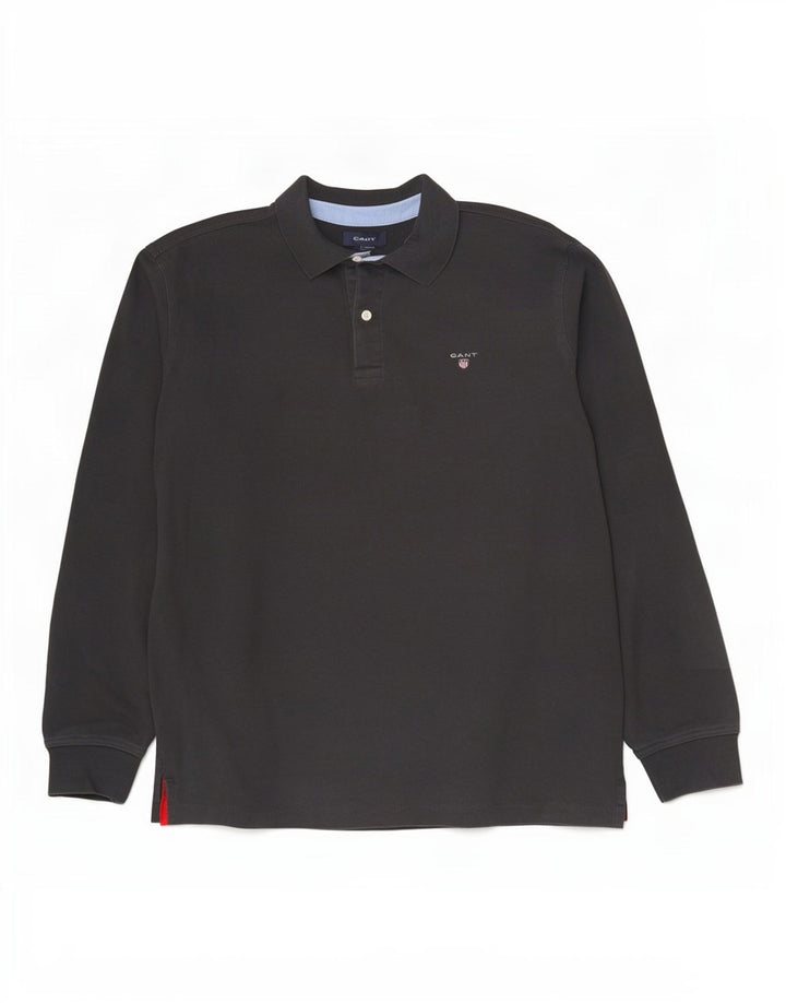 Gant Langærmet Polo Shirt til mænd 2XL Grå Bomuld