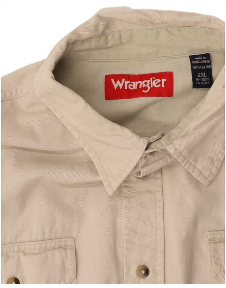 WRANGLER Mens Shirt 2XL Beige Cotton